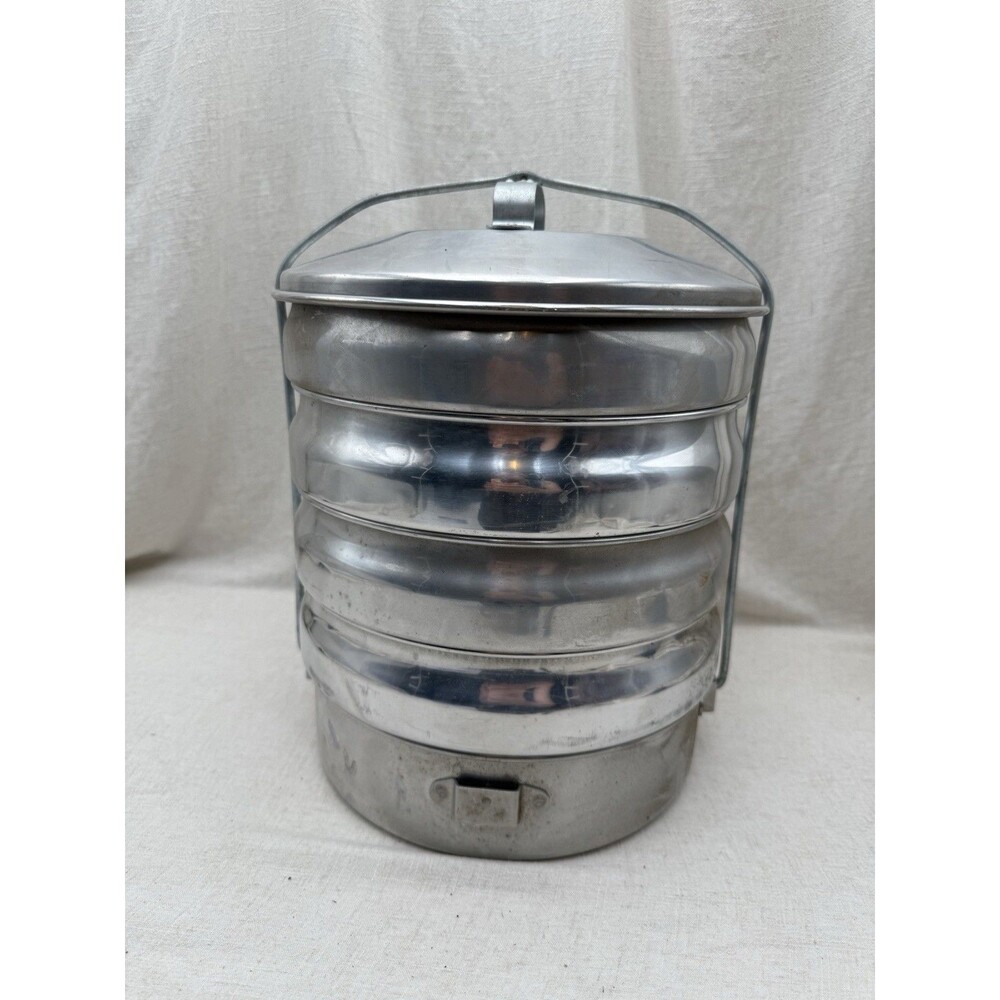 Vintage Regal Ware Aluminum 4 Tier Stackable Food Carrier Tiffin Picnic Camping